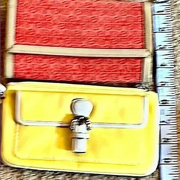 Coach Yellow & White Wristlet and Red Coach Like Wallet With Beige Leather Trim - Picture 12 of 12